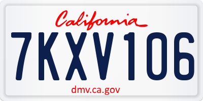 CA license plate 7KXV106