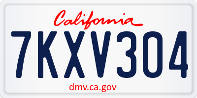 CA license plate 7KXV304