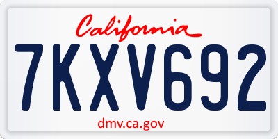 CA license plate 7KXV692