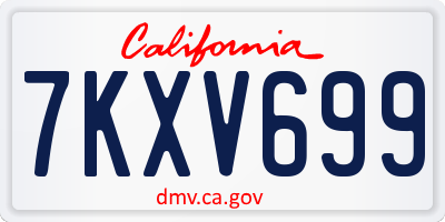 CA license plate 7KXV699