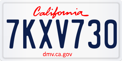 CA license plate 7KXV730