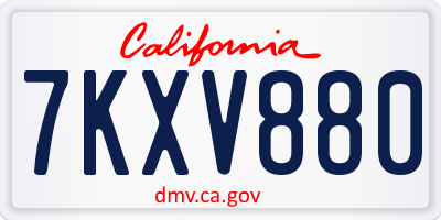 CA license plate 7KXV880