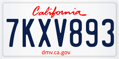 CA license plate 7KXV893