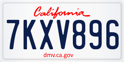 CA license plate 7KXV896