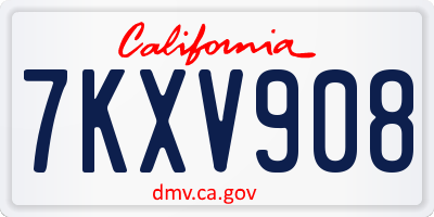 CA license plate 7KXV908