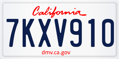 CA license plate 7KXV910