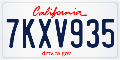 CA license plate 7KXV935