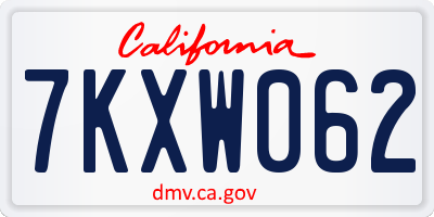 CA license plate 7KXW062