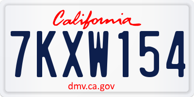 CA license plate 7KXW154