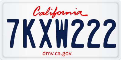 CA license plate 7KXW222