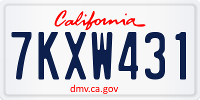 CA license plate 7KXW431