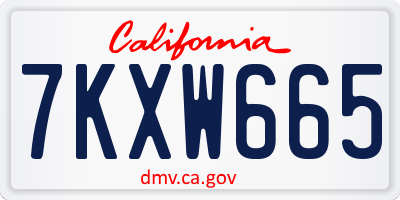 CA license plate 7KXW665