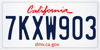 CA license plate 7KXW903