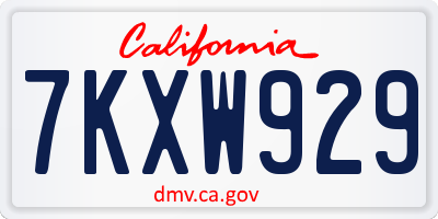 CA license plate 7KXW929