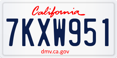 CA license plate 7KXW951