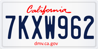 CA license plate 7KXW962