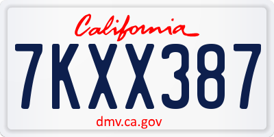 CA license plate 7KXX387