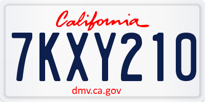 CA license plate 7KXY210
