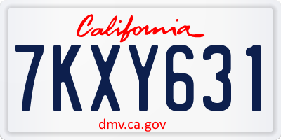 CA license plate 7KXY631