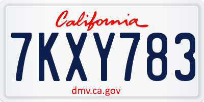 CA license plate 7KXY783