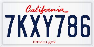 CA license plate 7KXY786