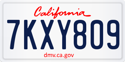 CA license plate 7KXY809