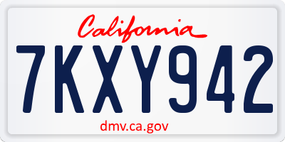 CA license plate 7KXY942