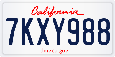 CA license plate 7KXY988