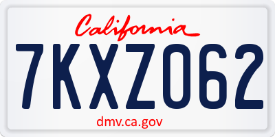 CA license plate 7KXZ062