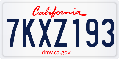 CA license plate 7KXZ193