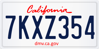 CA license plate 7KXZ354