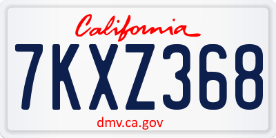 CA license plate 7KXZ368