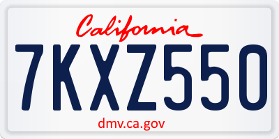 CA license plate 7KXZ550