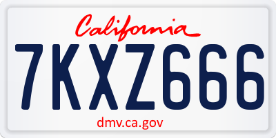 CA license plate 7KXZ666