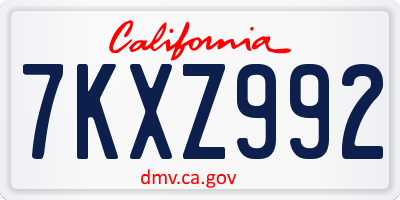 CA license plate 7KXZ992