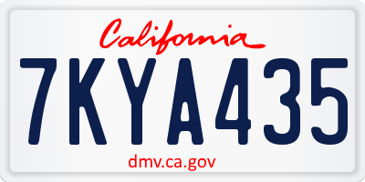 CA license plate 7KYA435