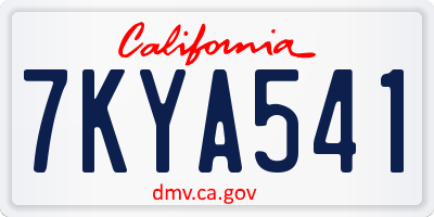 CA license plate 7KYA541