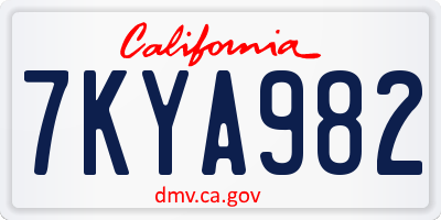 CA license plate 7KYA982