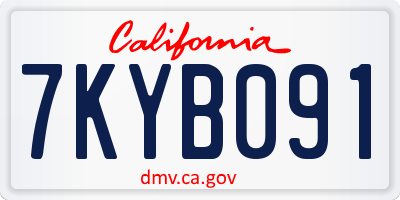 CA license plate 7KYB091