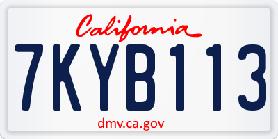 CA license plate 7KYB113