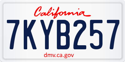 CA license plate 7KYB257