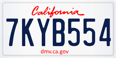 CA license plate 7KYB554