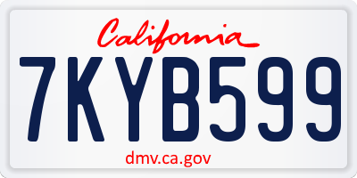 CA license plate 7KYB599
