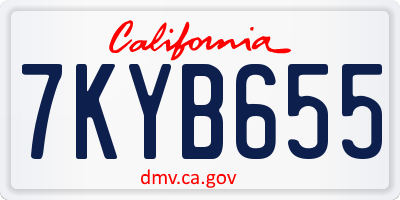 CA license plate 7KYB655
