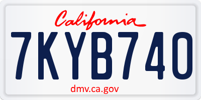 CA license plate 7KYB740