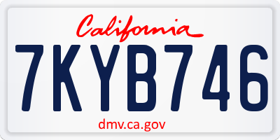 CA license plate 7KYB746