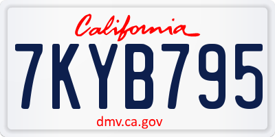 CA license plate 7KYB795
