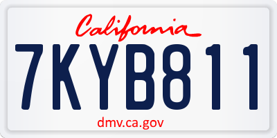 CA license plate 7KYB811
