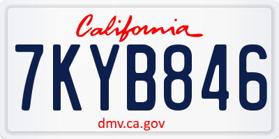 CA license plate 7KYB846
