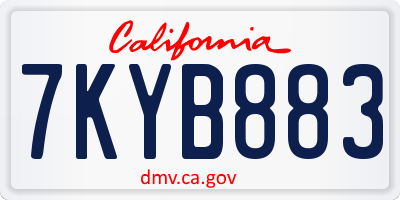 CA license plate 7KYB883